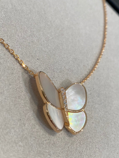 [CA]BUTTERFLY GOLD MOP DIAMOND NECKLACE