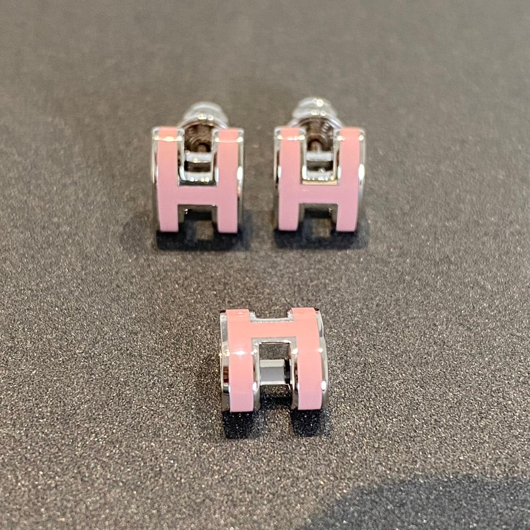 [CA]MINI POP H SILVER EARRINGS PINK