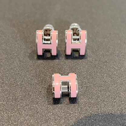 [CA]MINI POP H SILVER EARRINGS PINK