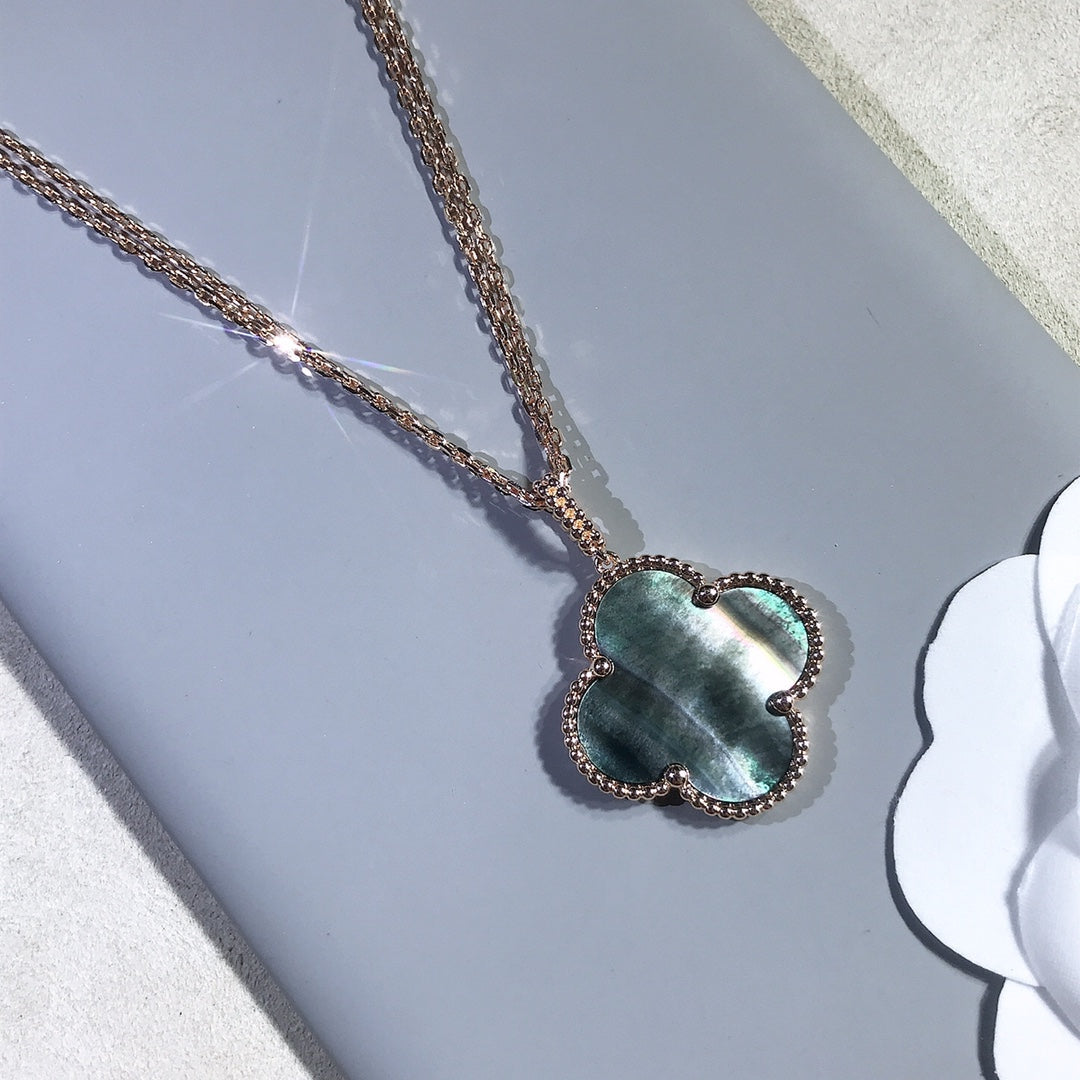 [CA]CLOVER 25MM GOLD DARK MOP BIG CLOVER NECKLACE