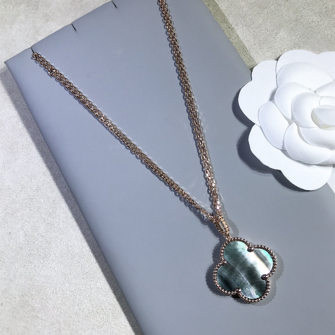 [CA]CLOVER 25MM GOLD DARK MOP BIG CLOVER NECKLACE