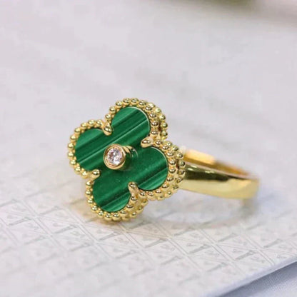 [CA]CLOVER MALACHITE RING GOLD DIAMOND