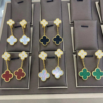 [CA]CLOVER  2 MOTIFS  DIAMOND  EARRINGS (MULTIPLE CHOICESç´