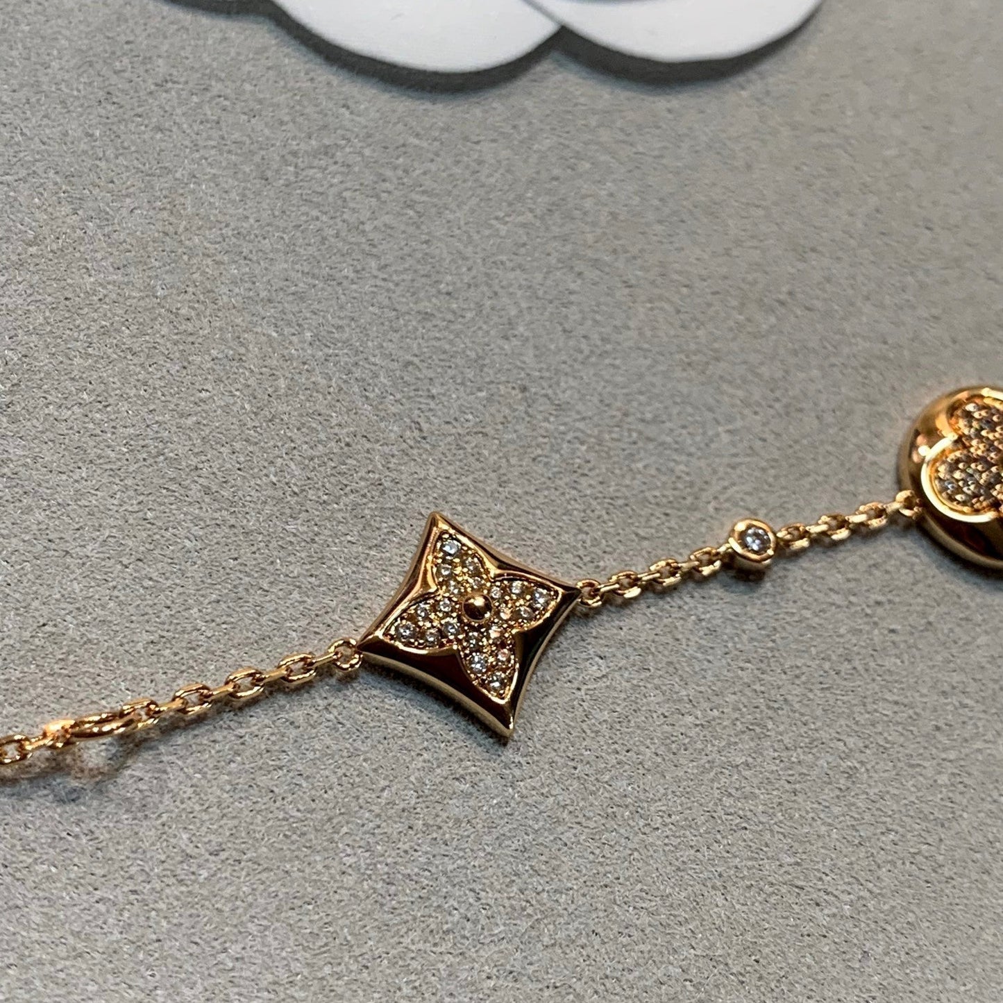 [CA]STAR AND SUN 4 MOTIFS GOLD DIAMONDS BRACELET