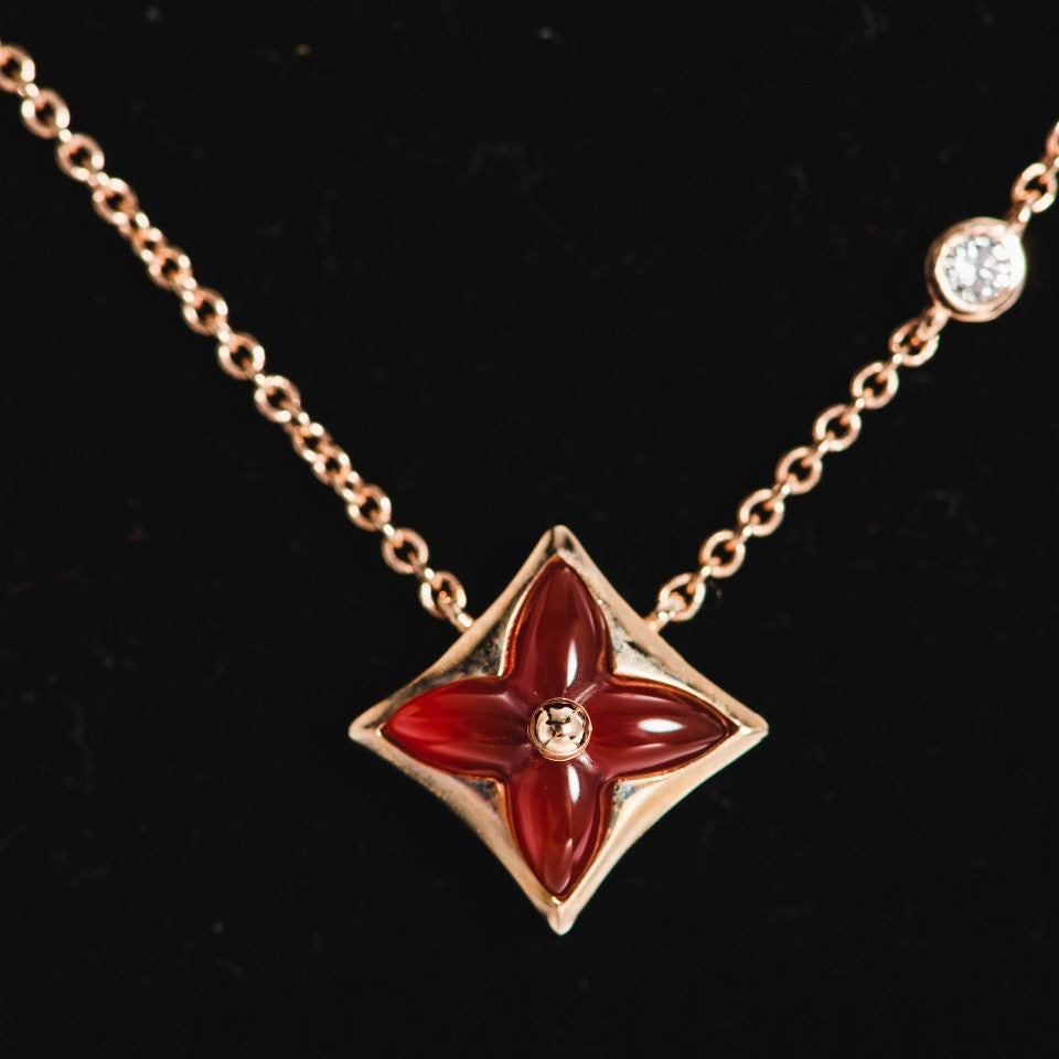 [CA]STAR NECKLACE PINK GOLD 1 DIAMOND