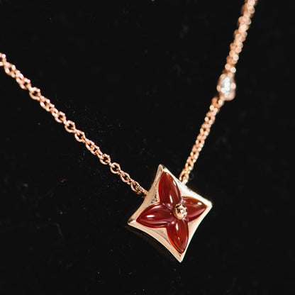 [CA]STAR NECKLACE PINK GOLD 1 DIAMOND