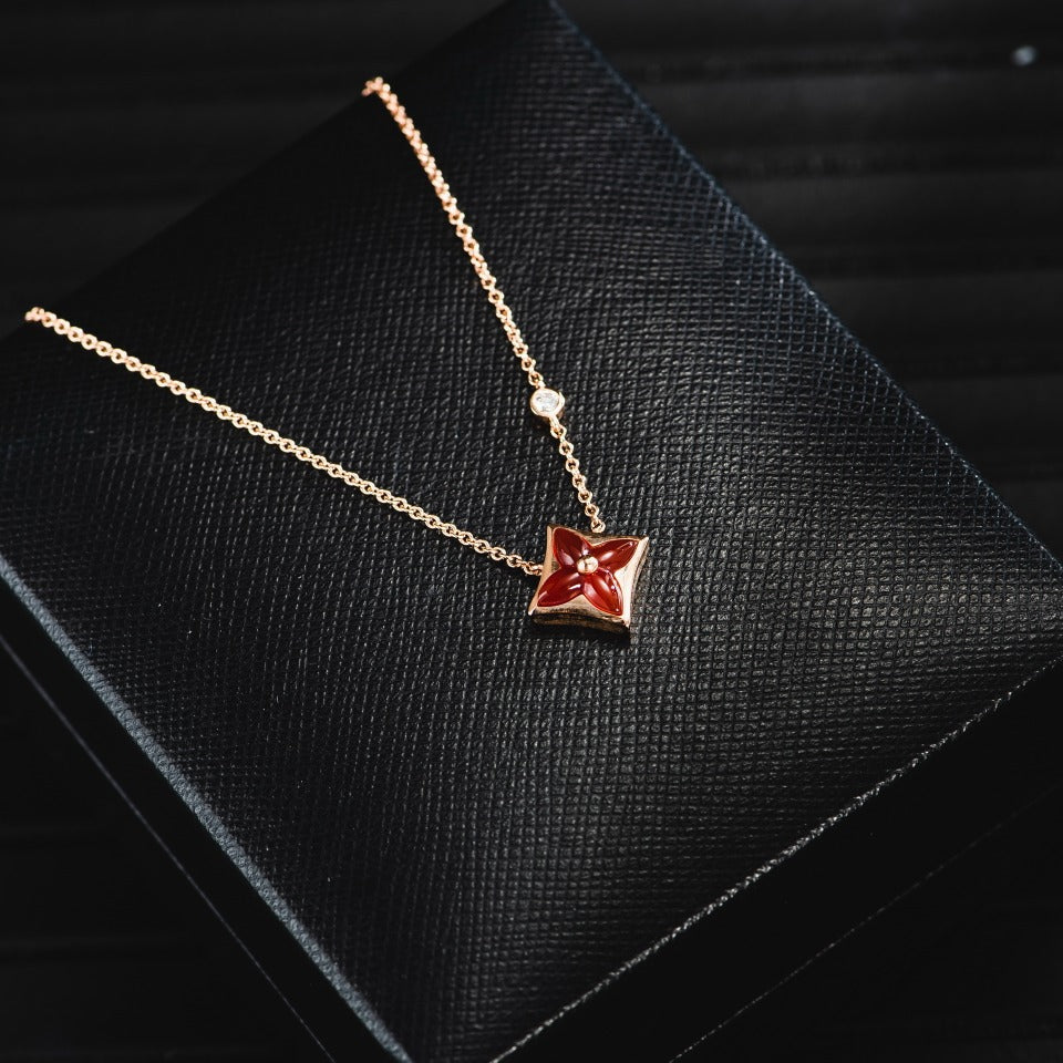 [CA]STAR NECKLACE PINK GOLD 1 DIAMOND