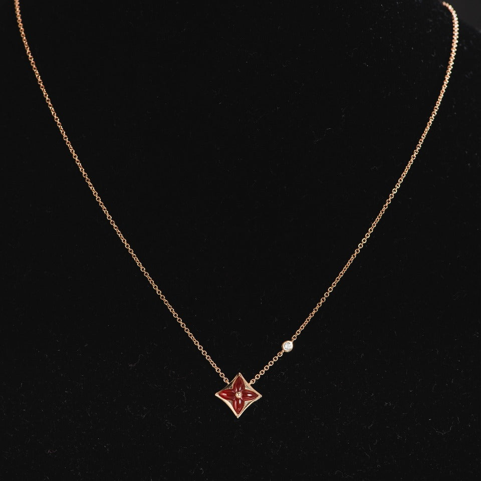 [CA]STAR NECKLACE PINK GOLD 1 DIAMOND