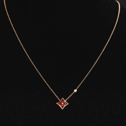 [CA]STAR NECKLACE PINK GOLD 1 DIAMOND