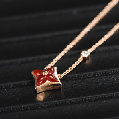 [CA]STAR NECKLACE PINK GOLD 1 DIAMOND