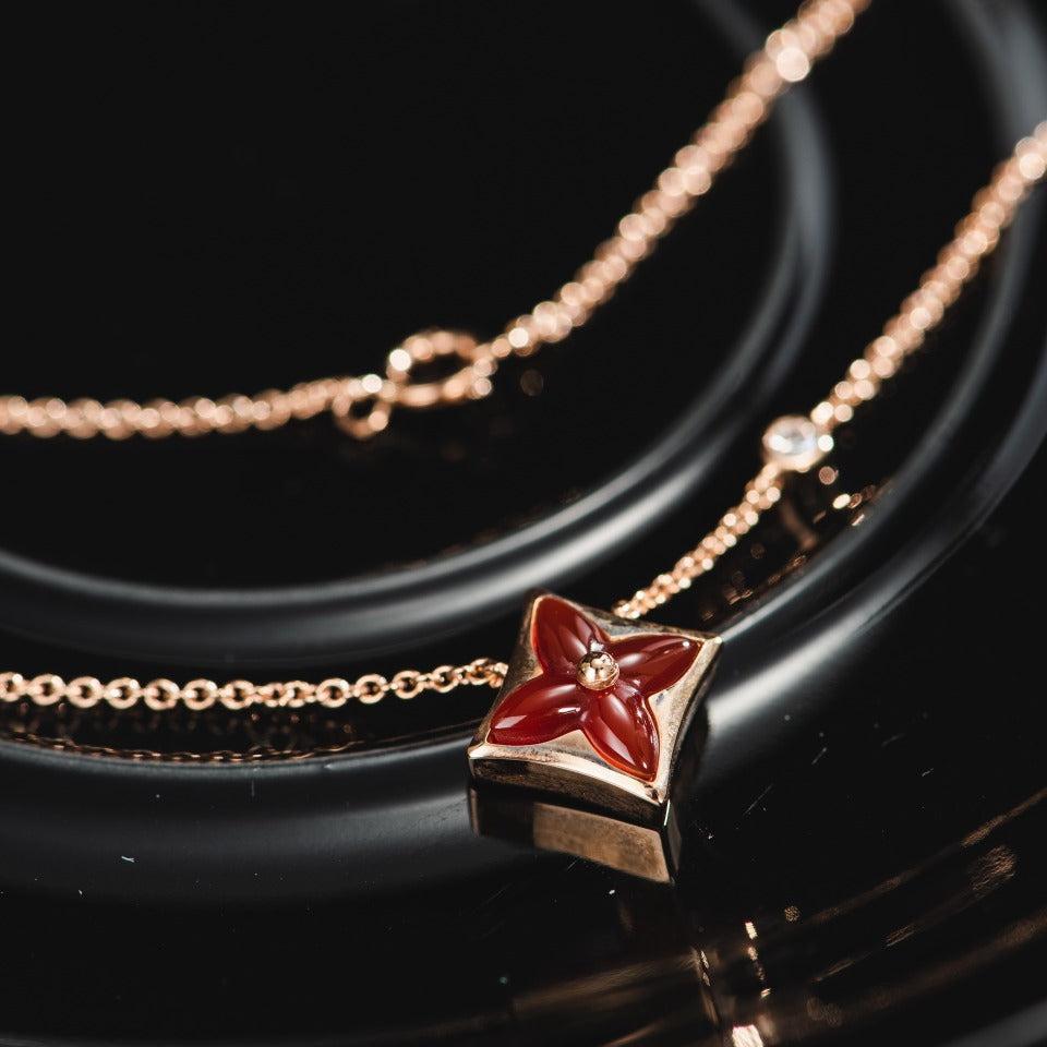 [CA]STAR NECKLACE PINK GOLD 1 DIAMOND