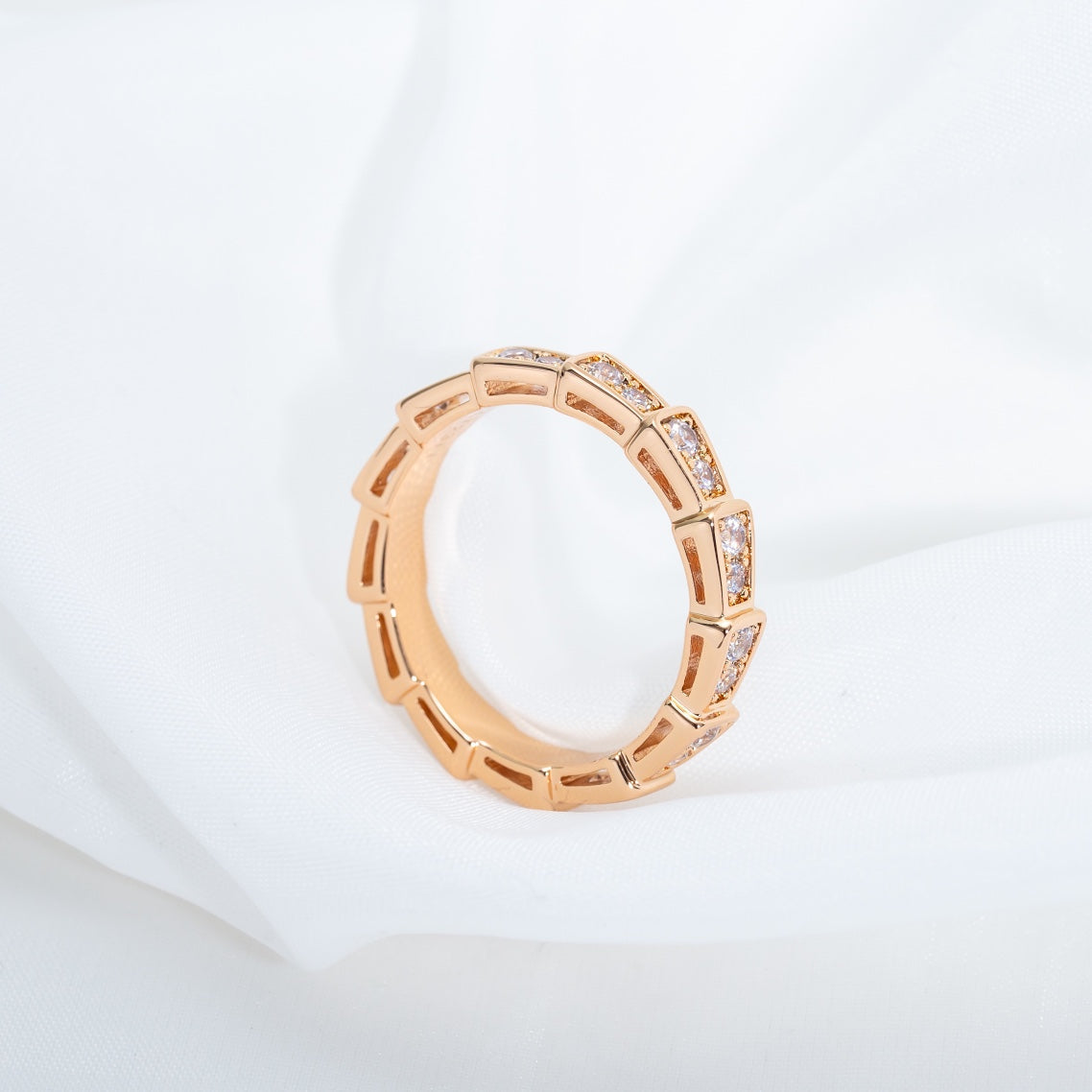 [CA]SERPENTI RING PINK GOLD DIAMOND PAVED 3MM