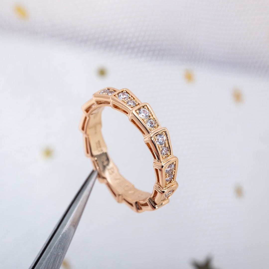 [CA]SERPENTI RING PINK GOLD DIAMOND PAVED 3MM