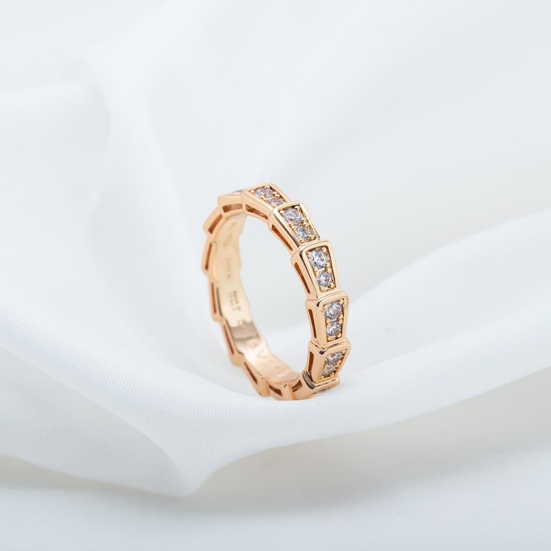 [CA]SERPENTI RING PINK GOLD DIAMOND PAVED 3MM