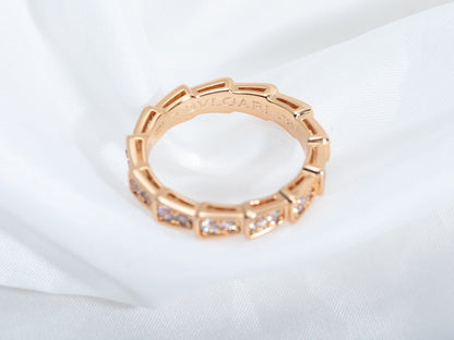 [CA]SERPENTI RING PINK GOLD DIAMOND PAVED 3MM