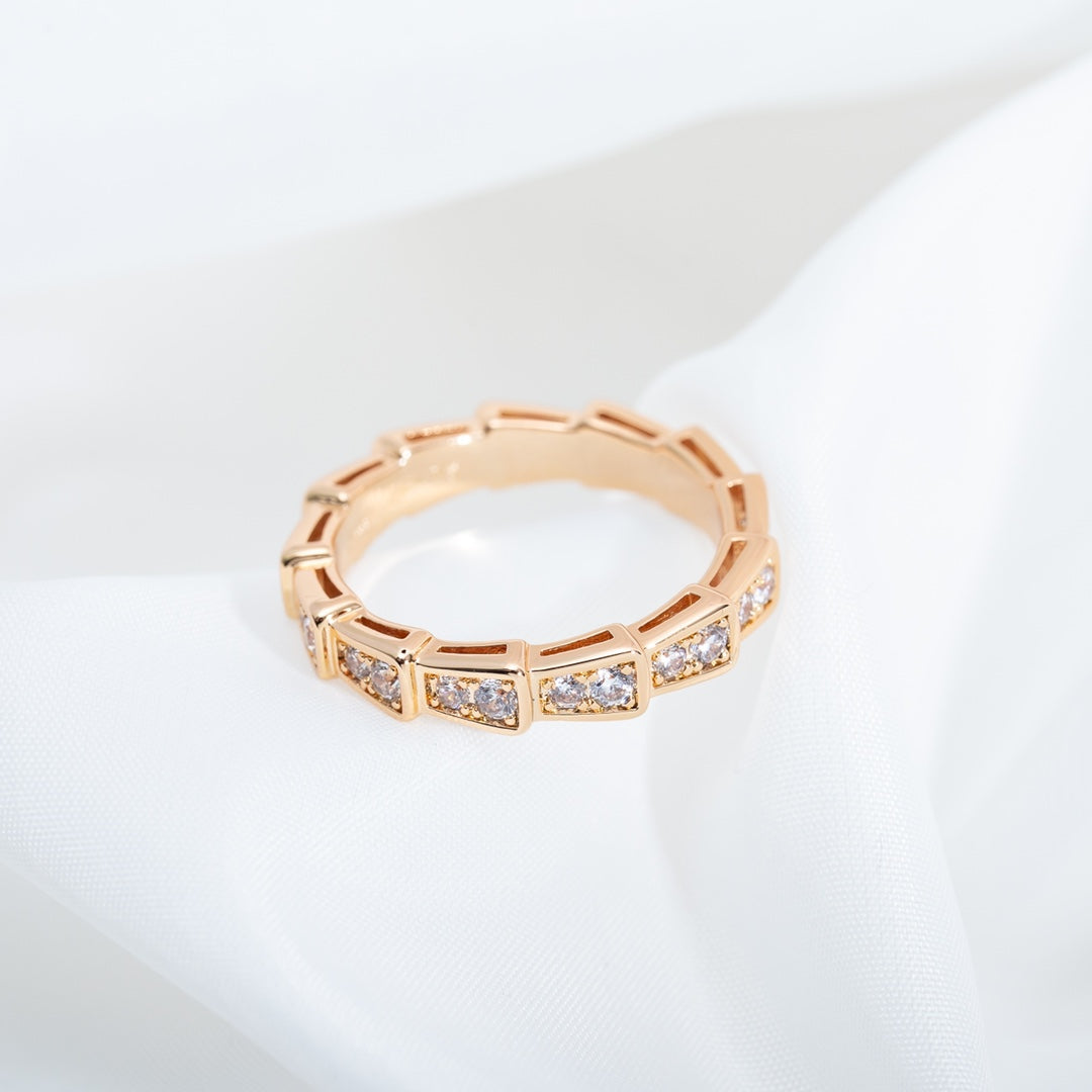 [CA]SERPENTI RING PINK GOLD DIAMOND PAVED 3MM