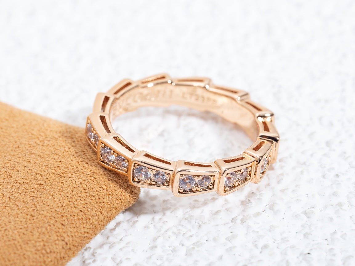 [CA]SERPENTI RING PINK GOLD DIAMOND PAVED 3MM