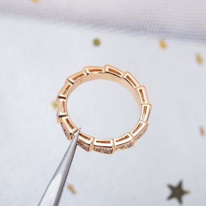 [CA]SERPENTI RING PINK GOLD DIAMOND PAVED 3MM