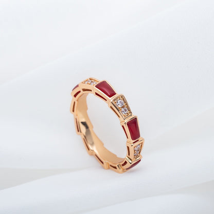 [CA]SERPENTI RING PINK GOLD CARNELIAN DIAMOND 3MM