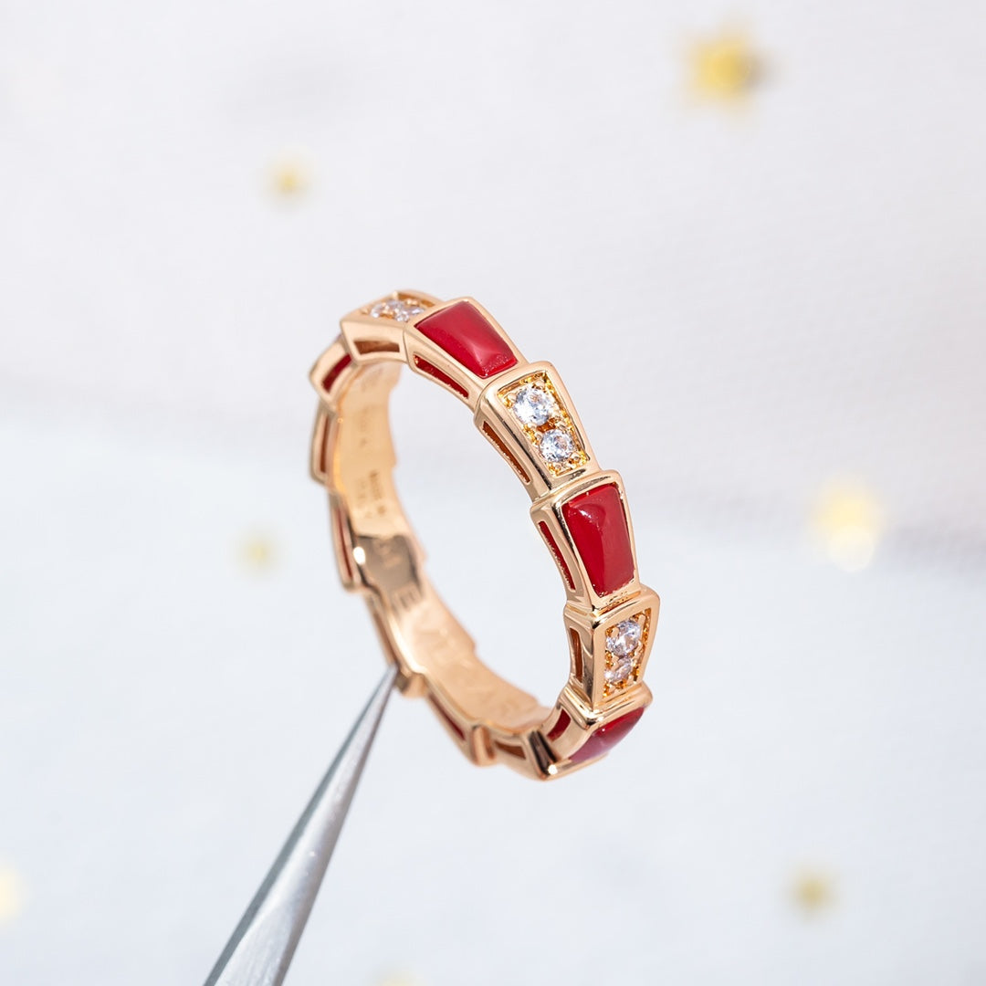 [CA]SERPENTI RING PINK GOLD CARNELIAN DIAMOND 3MM