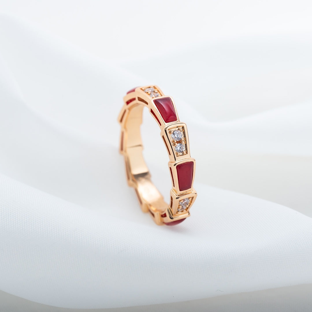 [CA]SERPENTI RING PINK GOLD CARNELIAN DIAMOND 3MM