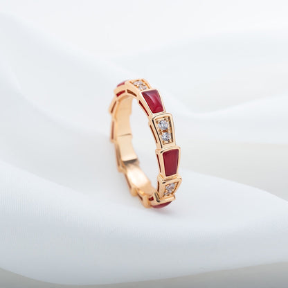 [CA]SERPENTI RING PINK GOLD CARNELIAN DIAMOND 3MM