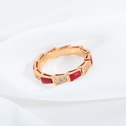 [CA]SERPENTI RING PINK GOLD CARNELIAN DIAMOND 3MM