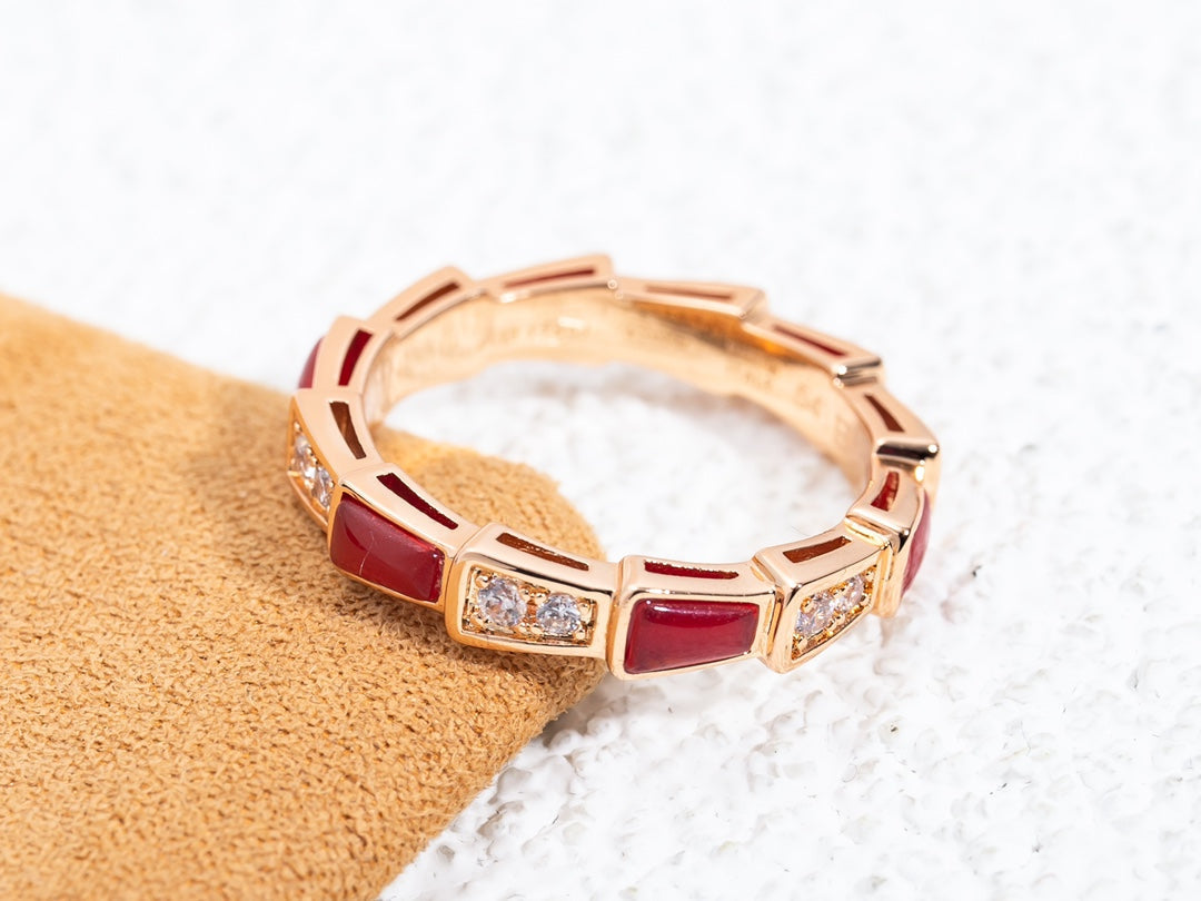 [CA]SERPENTI RING PINK GOLD CARNELIAN DIAMOND 3MM