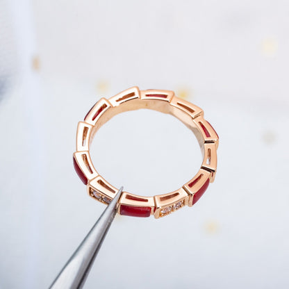 [CA]SERPENTI RING PINK GOLD CARNELIAN DIAMOND 3MM