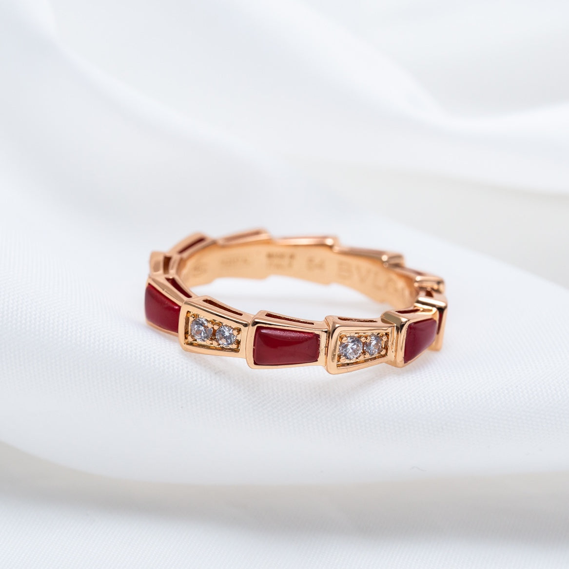 [CA]SERPENTI RING PINK GOLD CARNELIAN DIAMOND 3MM