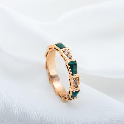 [CA]SERPENTI RING PINK GOLD MALACHITE DIAMOND 3MM