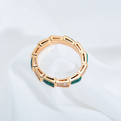 [CA]SERPENTI RING PINK GOLD MALACHITE DIAMOND 3MM