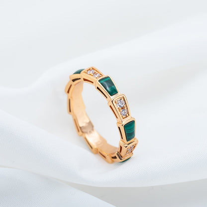 [CA]SERPENTI RING PINK GOLD MALACHITE DIAMOND 3MM