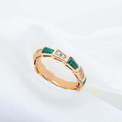 [CA]SERPENTI RING PINK GOLD MALACHITE DIAMOND 3MM