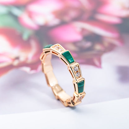 [CA]SERPENTI RING PINK GOLD MALACHITE DIAMOND 3MM