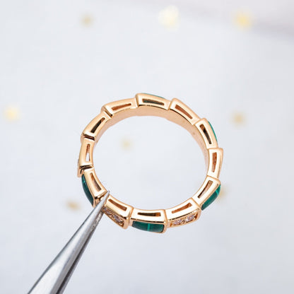 [CA]SERPENTI RING PINK GOLD MALACHITE DIAMOND 3MM