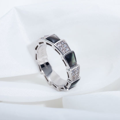 [CA]SERPENTI RING SILVER DIAMOND BLACK MOP 4MM