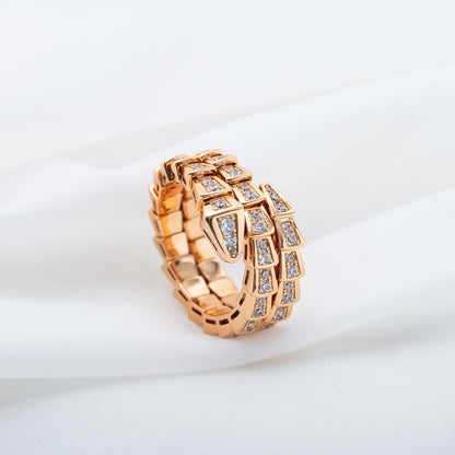 [CA]SERPENTI RING PINK GOLD DIAMOND DOUBLE ROW