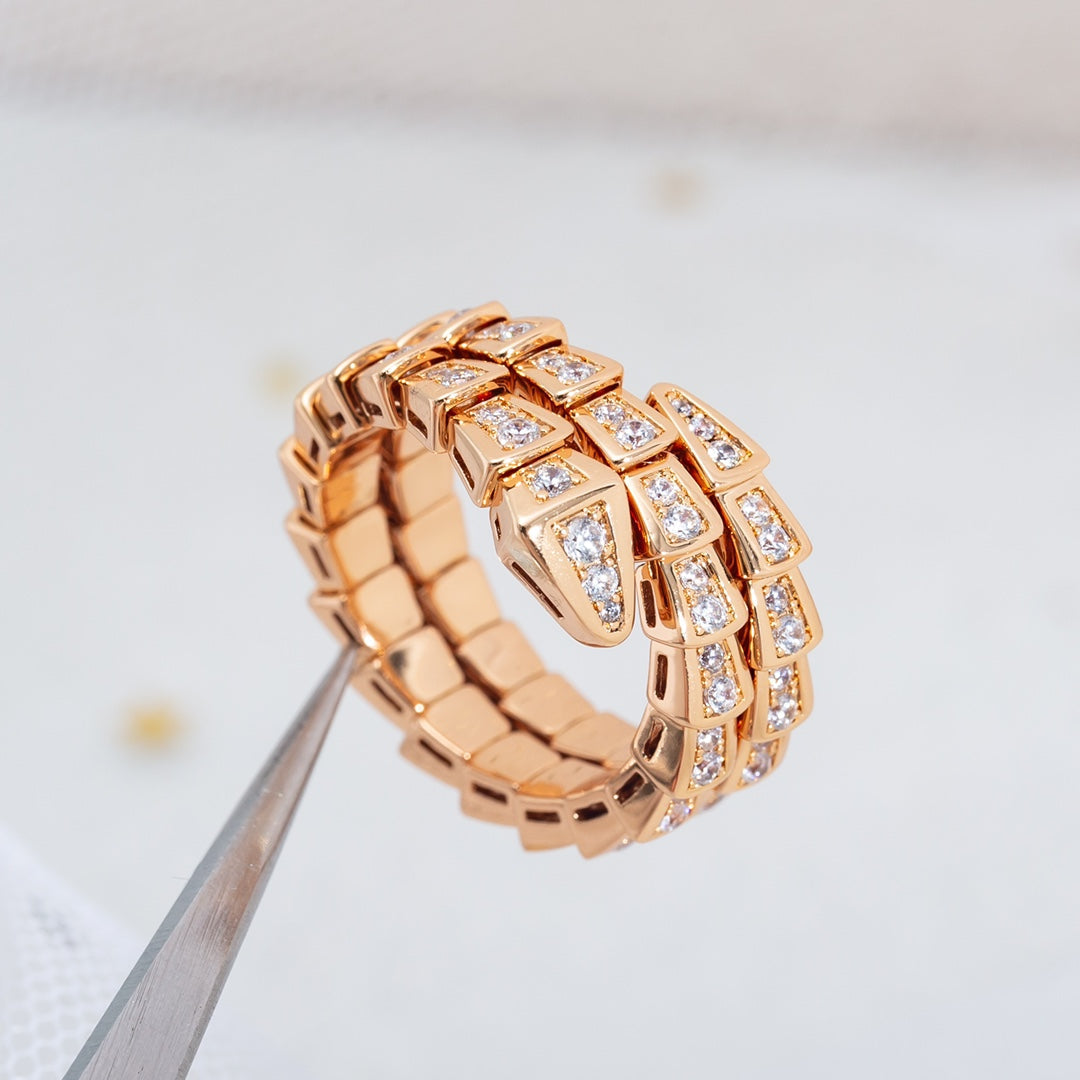 [CA]SERPENTI RING PINK GOLD DIAMOND DOUBLE ROW