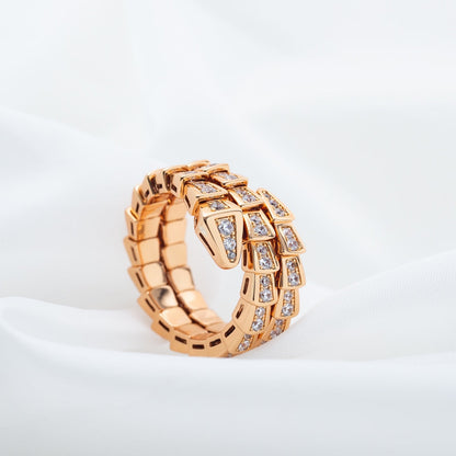 [CA]SERPENTI RING PINK GOLD DIAMOND DOUBLE ROW