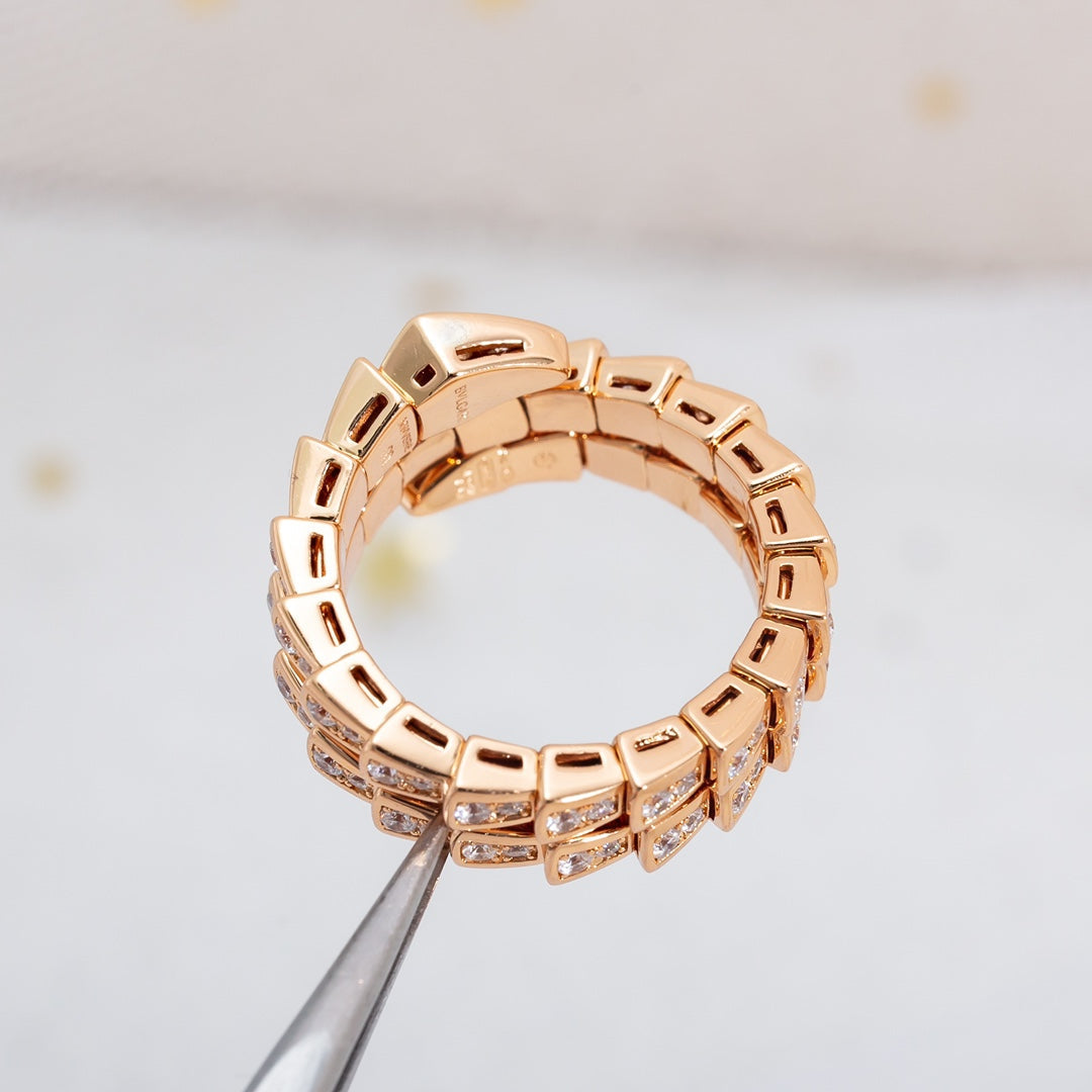 [CA]SERPENTI RING PINK GOLD DIAMOND DOUBLE ROW