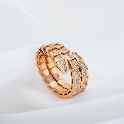 [CA]SERPENTI RING PINK GOLD DIAMOND DOUBLE ROW