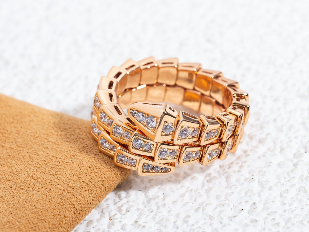 [CA]SERPENTI RING PINK GOLD DIAMOND DOUBLE ROW