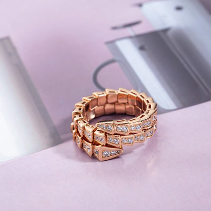 [CA]SERPENTI RING PINK GOLD DIAMOND DOUBLE ROW