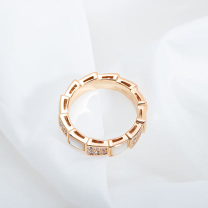 [CA]SERPENTI RING PINK GOLD MOP DIAMOND PAVED 4MM