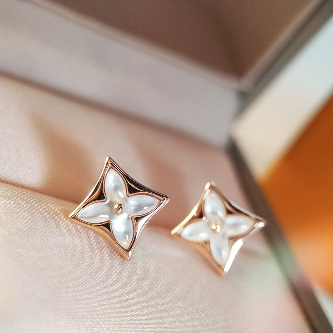 [CA]STAR MOP PINK GOLD EARRINGS