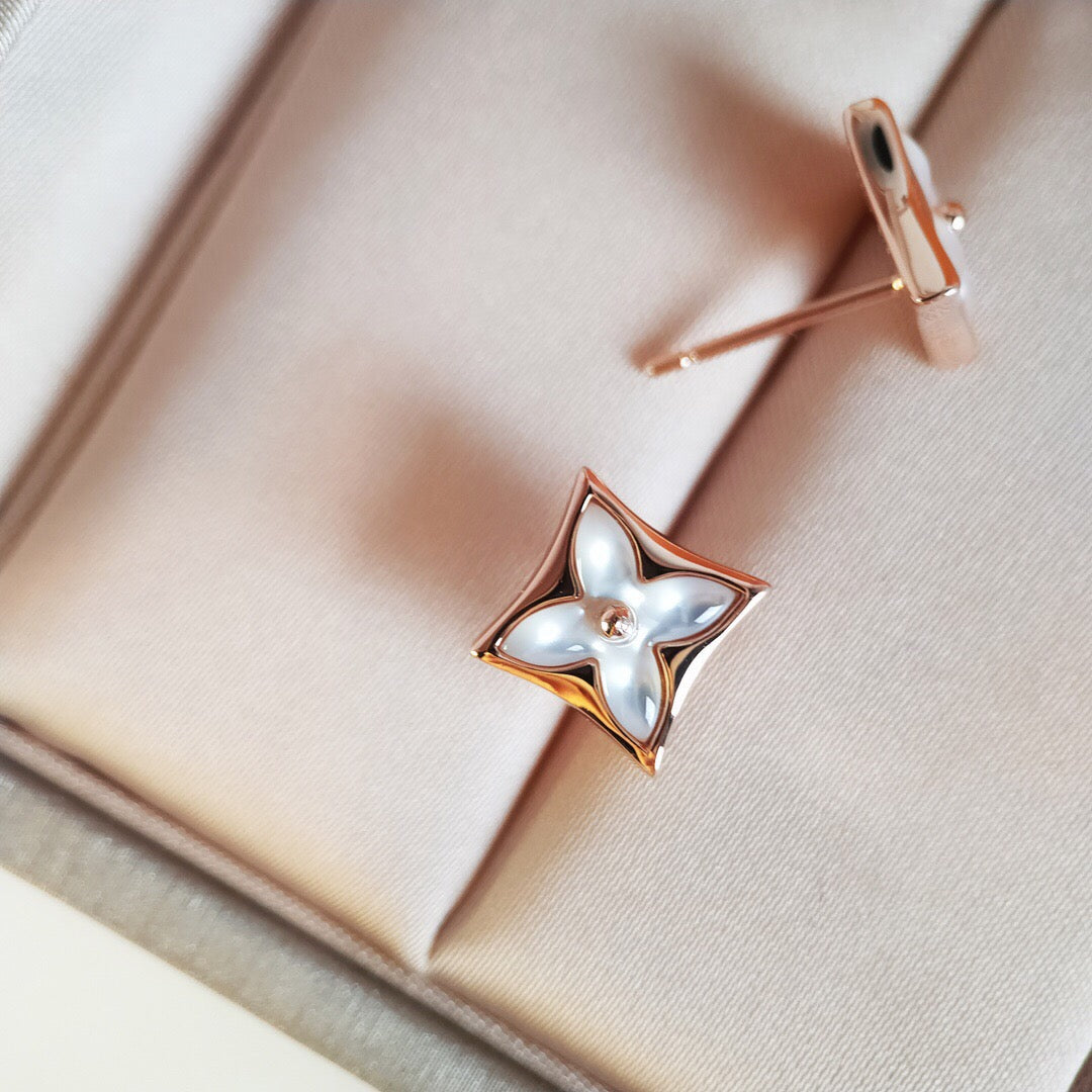 [CA]STAR MOP PINK GOLD EARRINGS