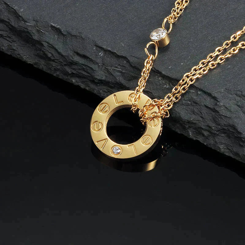 [CA]LOVE NECKLACE 16MM 2 DIAMONDS