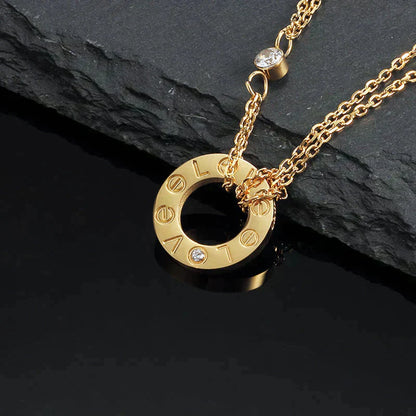 [CA]LOVE NECKLACE 16MM 2 DIAMONDS