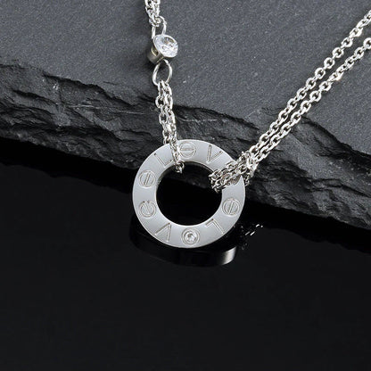 [CA]LOVE NECKLACE 16MM 2 DIAMONDS